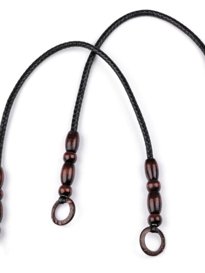 Braided bag handles length 70-78 cm - 2 pcs - black-brown