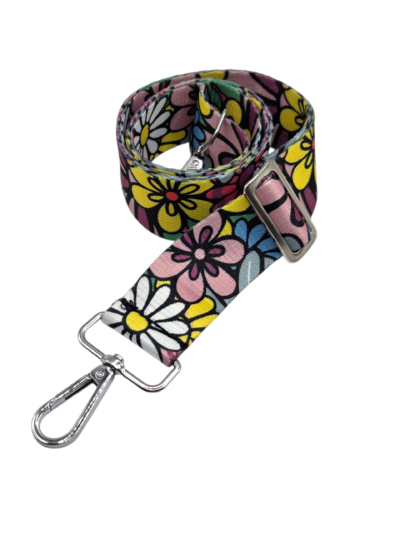 Decorative strap - floral 3.8 cm - silver hardware