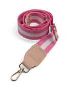 Decorative strap - pink and white stripes 3.8 cm - gold hardware