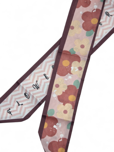 Handbag scarf - burgundy flowers