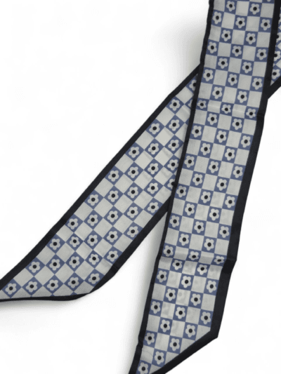 Handbag scarf - black with white and blue flowers