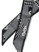 Handbag scarf - black and white with geometric patterns