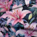 Waterproof fabric, lining material - 50x80 cm - lilies