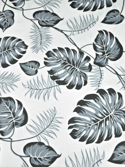 Fabric, lining material 50 x 80 cm - monstera white-gray