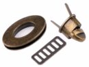 Oval twist lock bag clasp - antique brass