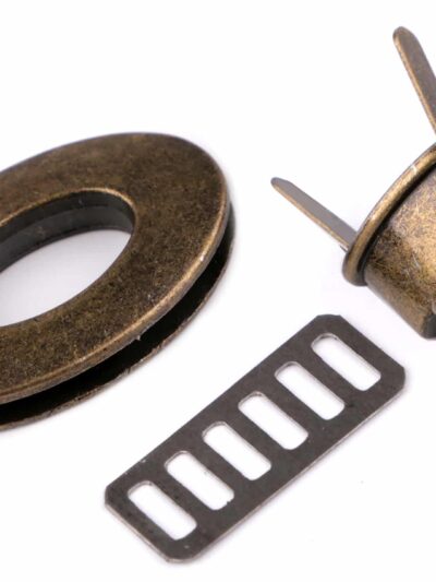 Oval twist lock bag clasp - antique brass