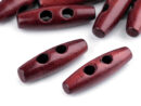 Wooden button 12x40 mm - 10 pcs - burgundy