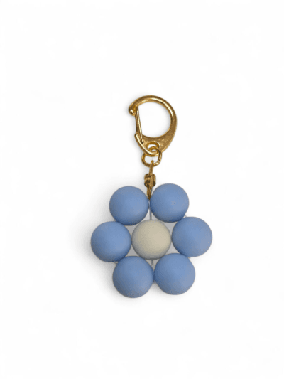 Flower Keychain - Blue - Gold