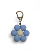 Flower Keychain - Blue - Antique Brass
