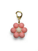Flower Keychain - Coral - Gold