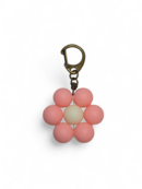 Flower keychain - coral - antique brass