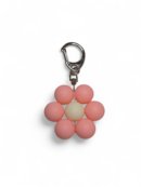 Flower Keychain - Coral - Silver