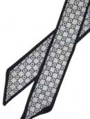 Black Bag Scarf with White and Grey Flowers