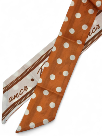 Handbag Scarf - Orange with Cream Polka Dots