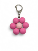 Flower keychain - fuchsia - silver