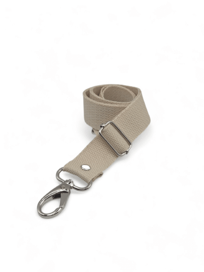 Adjustable 2.5 cm textile waist bag strap - Biscuit 74 + Silver