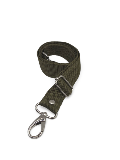 Adjustable textile fanny pack strap 2.5 cm - khaki 70 + silver