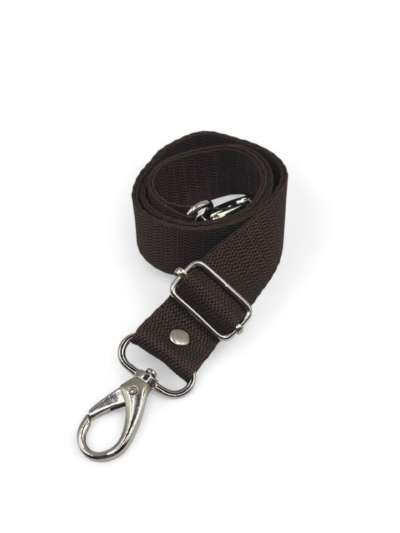 Adjustable textile waist strap 2.5 cm - chocolate + silver