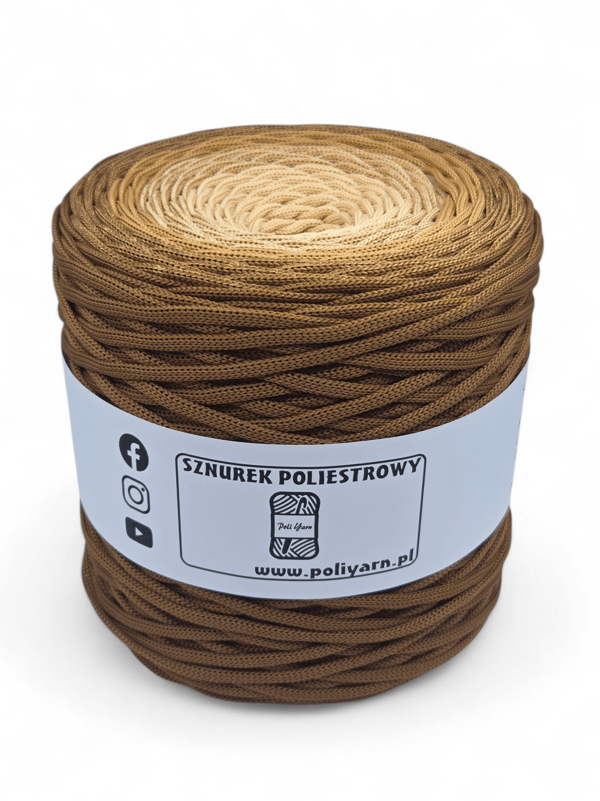 Flat polyester cord 5 mm ombre - 250 m - orange/dark purple/plum (Kopia) (Kopia)