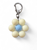 Flower Keychain - Cream, Blue, Black