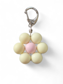 Flower Keychain - Cream + Powder Pink - Silver