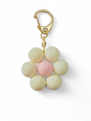 Flower Keychain - Cream + Blush Pink - Gold