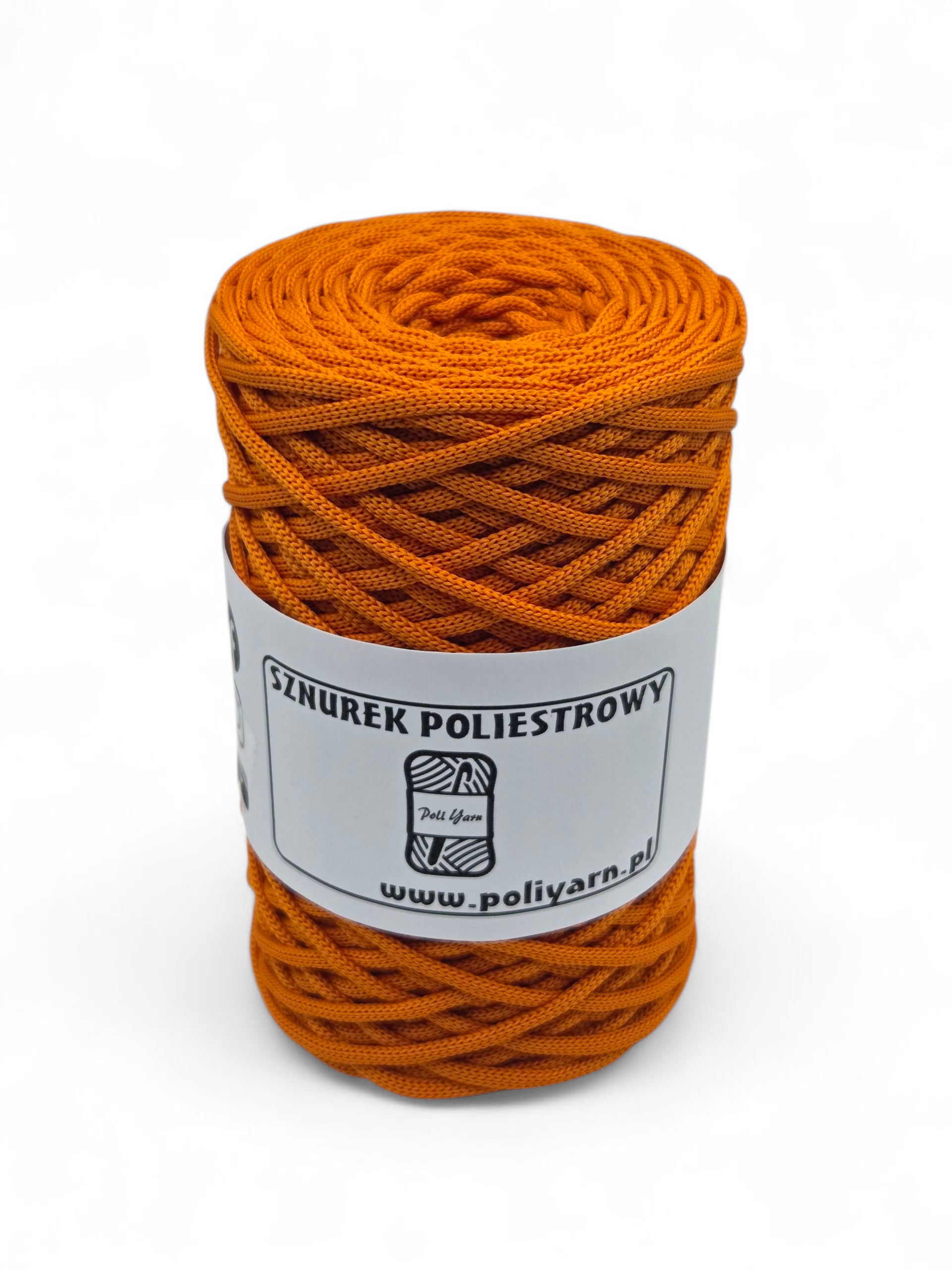Sznurek poliestrowy płaski 3 mm - pomarańcz