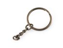 Keyring Ø25 mm with chain - antique brass