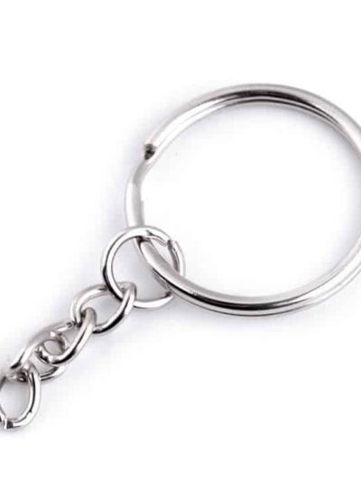 Keychain ring Ø25 mm with chain - silver