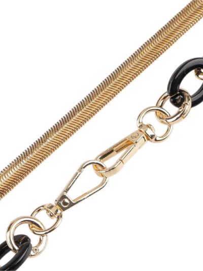 90 cm bag chain snake pattern with plastic eyelets - gold + black