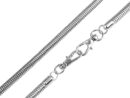 Silver handbag chain with snap hooks, 120 cm, "round snake link" Ø6.5 mm