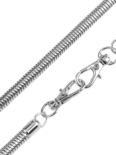 Silver handbag chain with snap hooks, 120 cm, "round snake link" Ø6.5 mm