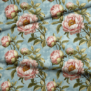 Waterproof fabric, lining material - 50x80 cm - peonies on a blue background