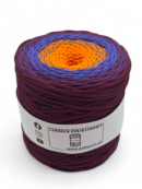 Sznurek poliestrowy płaski 5 mm ombre - 250 m - pomarańcz/ciemny fiolet/śliwka