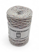 Sznurek poliestrowy płaski 3 mm GLITTER - NOC KAIRU - śnieżna biel