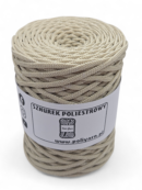 Sznurek poliestrowy płaski 5 mm GLITTER - ivory + srebro