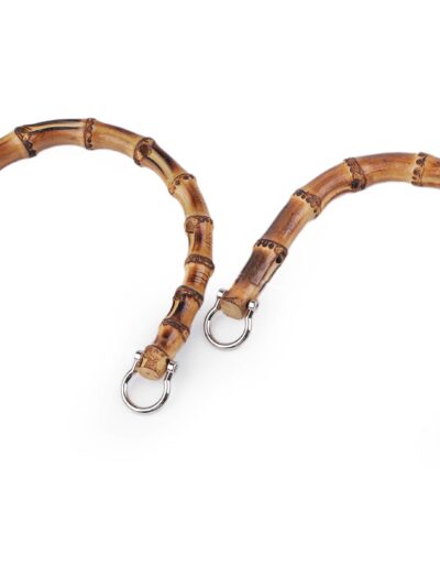 Bamboo bag handle 15x18 cm - 1 pc - silver hardware