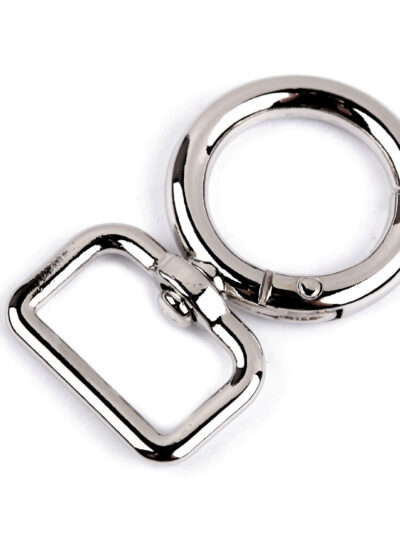 Silver metal swivel carabiner with 19 mm strap opening