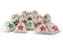 Set of 1-24 numbered cotton bags for advent calendar, 8x10 cm