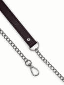 Eco leather belt with chain 120 cm - burgundy + silver