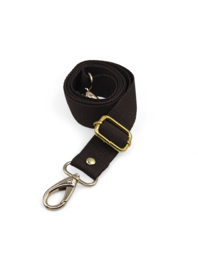 Adjustable textile strap 2.5 cm - chocolate 77 + gold