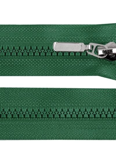 90 cm separating molded tooth zipper with decorative slider - green