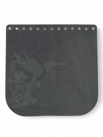 Embossed bag flap 18x18 cm - Crazy Horse hummingbird - dark green