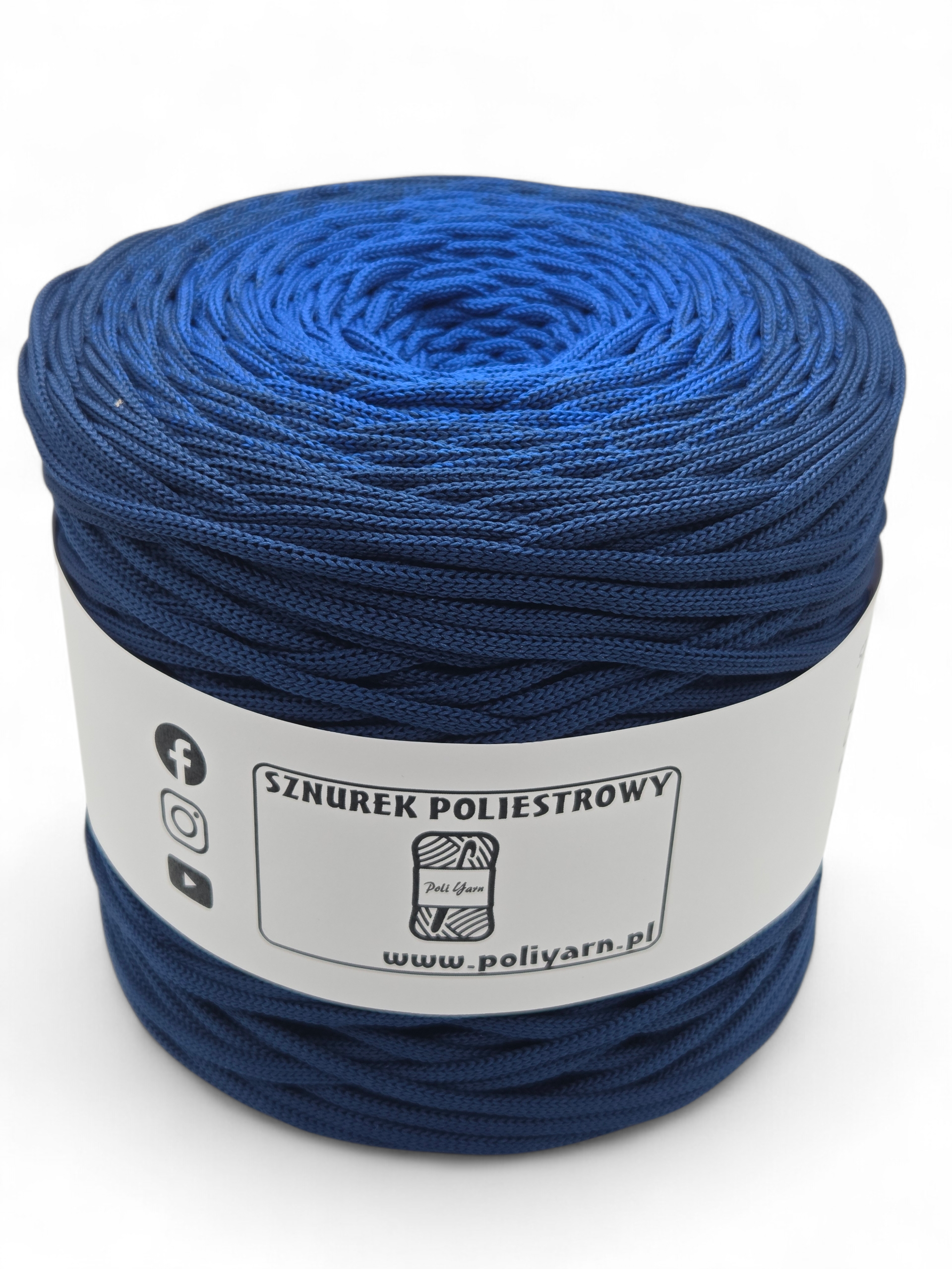 Sznurek poliestrowy płaski 5 mm ombre - 250 m - chabrowy/granat