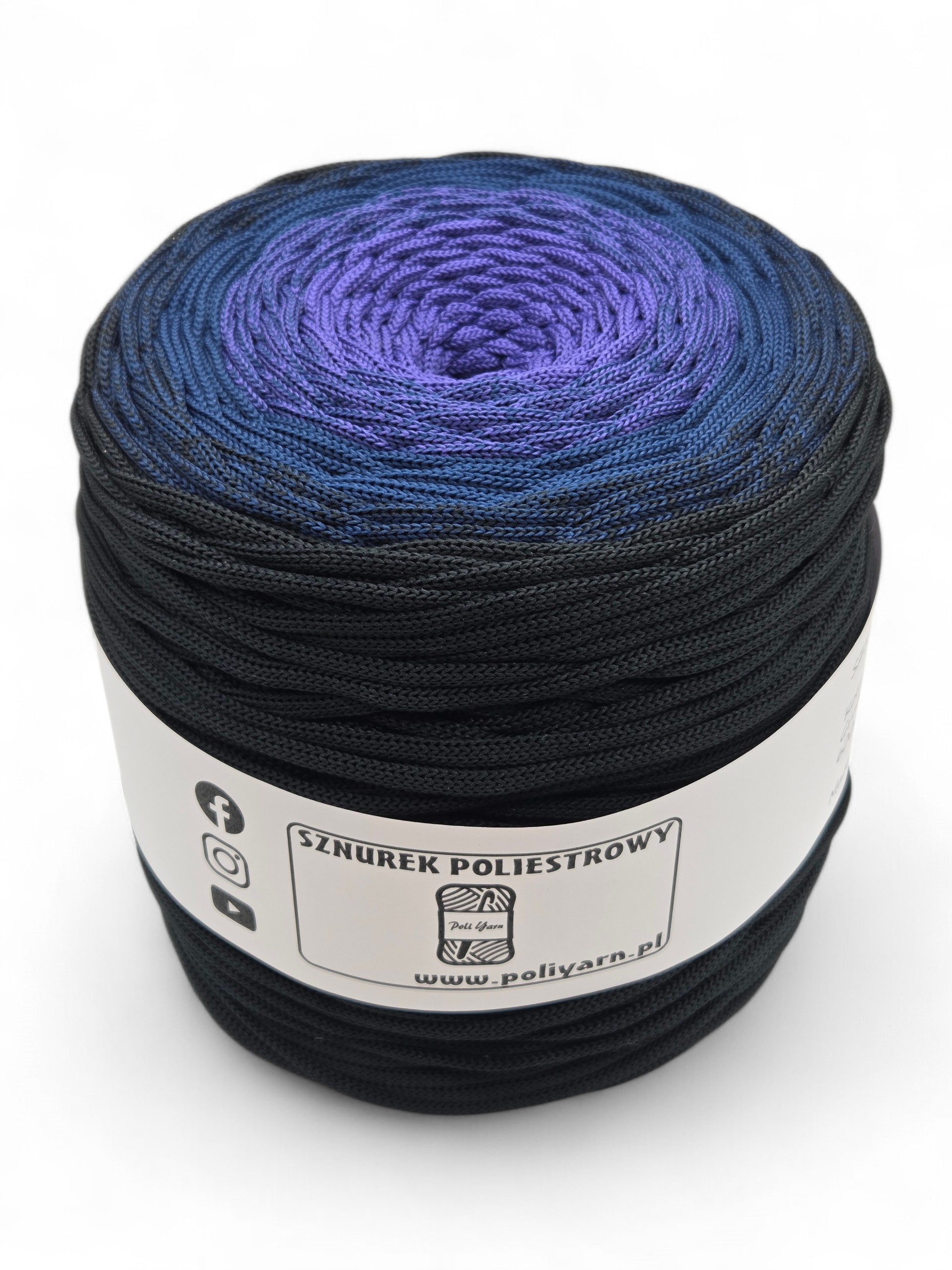 Flat polyester cord 5 mm ombre - 250 m - wine/plum/bottle green (Kopia) (Kopia)