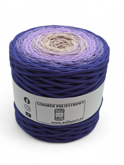 Flat polyester cord 5 mm ombre - 250 m - wine/plum/bottle green (Kopia) (Kopia)