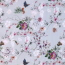 Tkanina wodoodporna, materiał na podszewkę - 50x80 cm - kwiaty i motyle na szarym tle