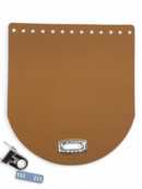 Klapa do torebki 18x20 cm z zapięciem typu kołatka - jasny koniak