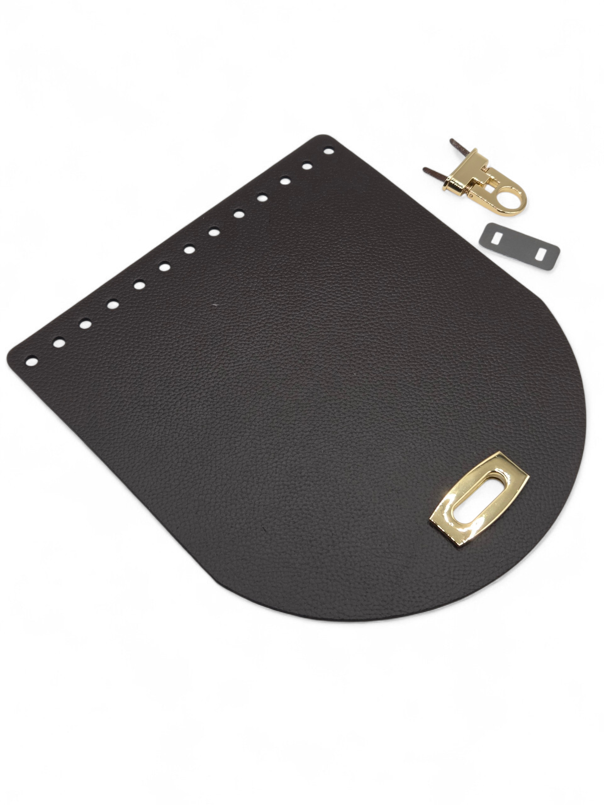 Klapa do torebki 18x20 cm z zapięciem typu kołatka - kolor okuć do wyboru - czekolada