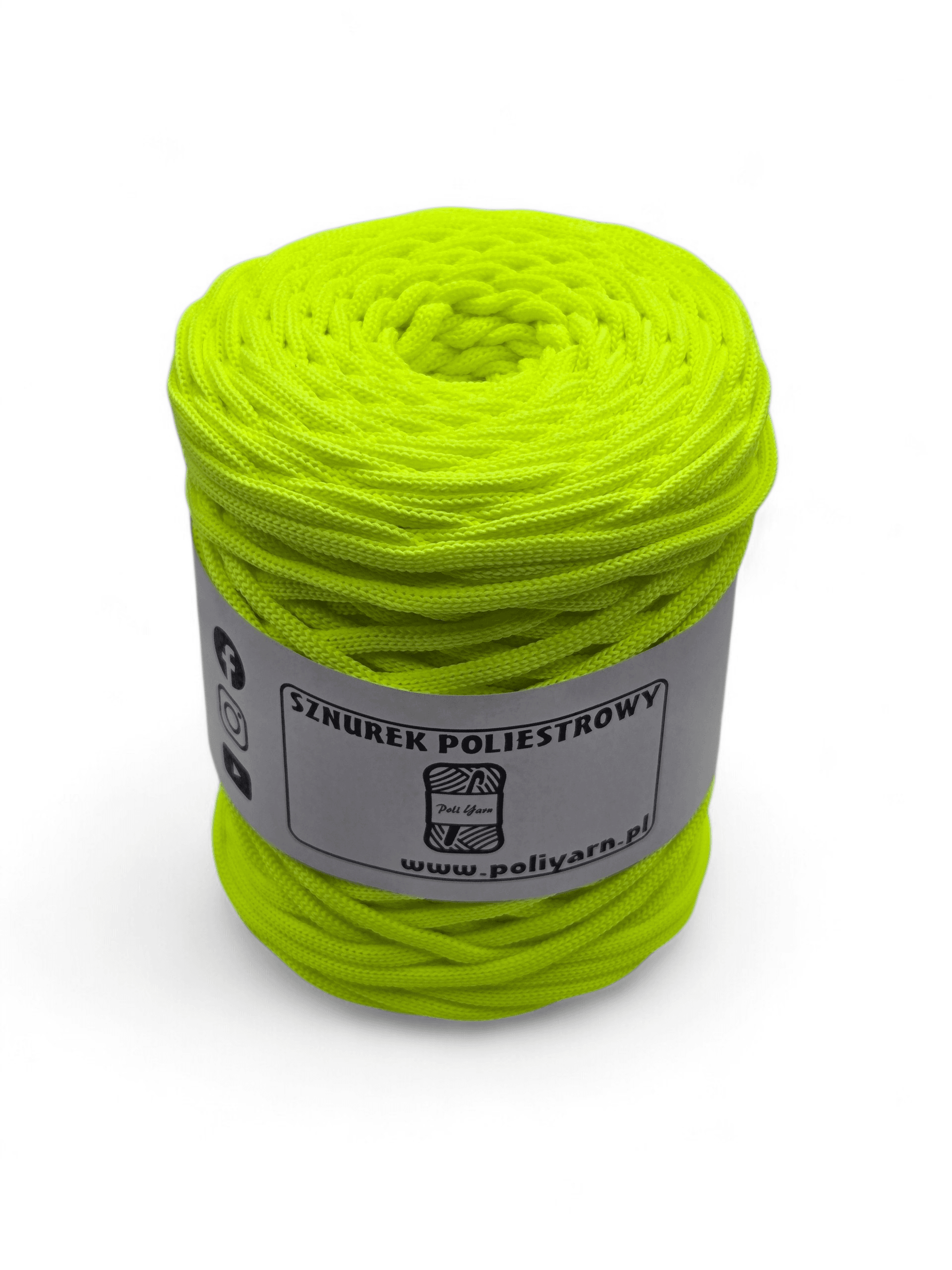 5mm Flat Polyester Cord - Neon Yellow